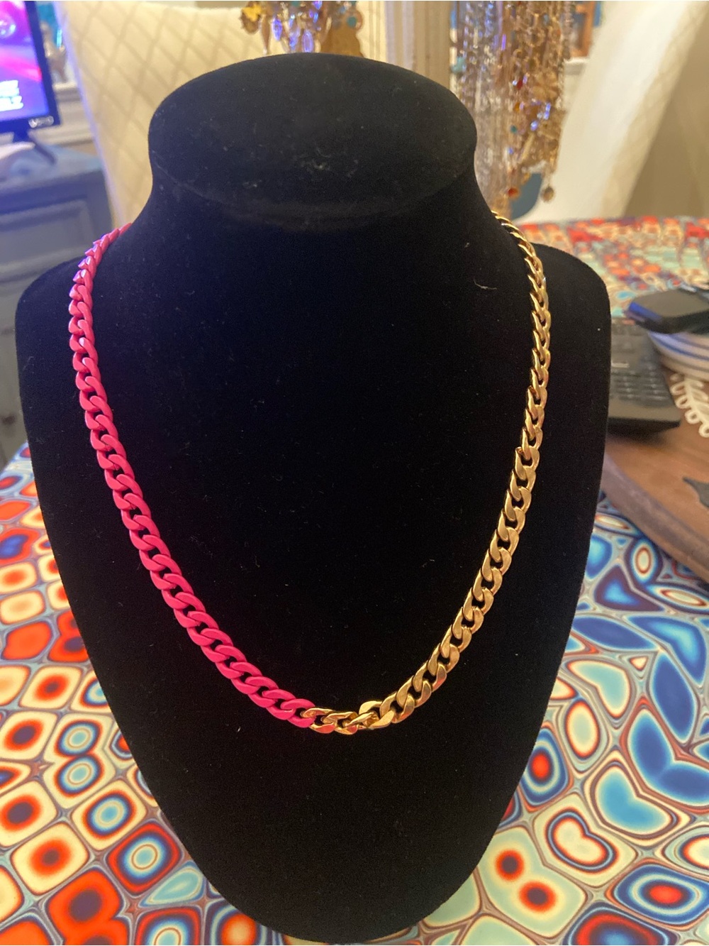Gold and Pink Two-Tone Chain Necklace